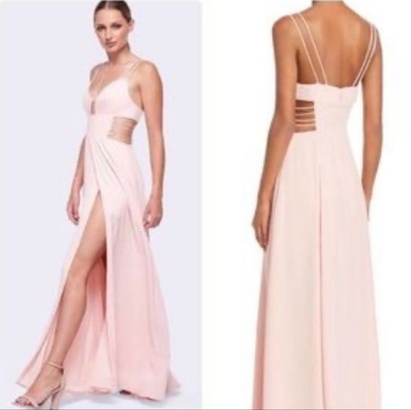 Fame & Partners x Free People 12 Megan Side Cutout Maxi Dress Gown Blush Pink - Picture 2 of 16